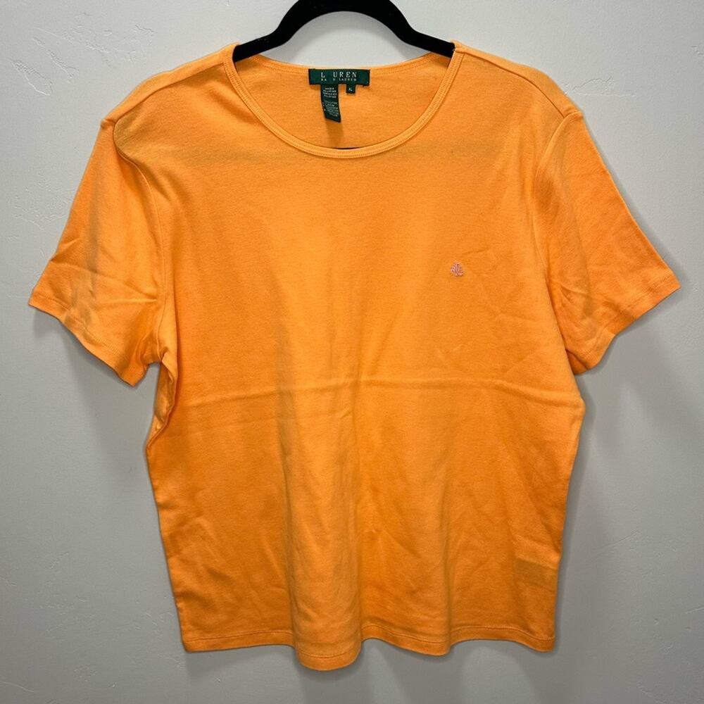 Ralph Lauren Women’s Basic Orange Short Sleeve Top in size XL